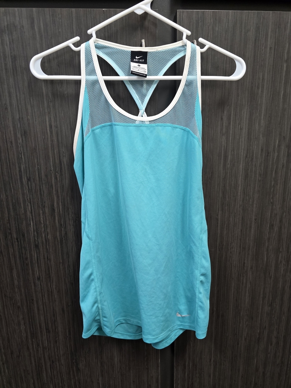 Nike Dri-FIT Women's Small Aqua Blue Racerback Athletic Tank Top Mesh Running